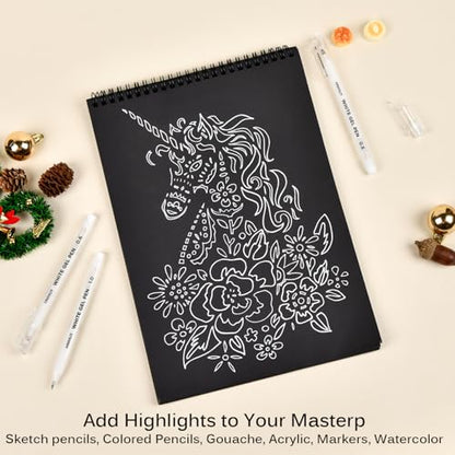White Gel Pens, 0.6/0.8/1.0mm Fine Point Opaque Archival Ink Pens