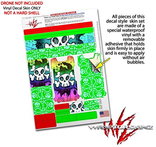 Skin Decal Wrap 2 Pack Compatible with DJI Ryze Tello Cartoon Skull Rainbow Drone NOT Included