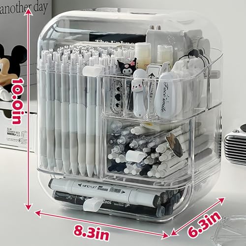 Clear Acrylic Pen Organizer, Desktop Storage Box with Multiple Compartments, Makeup Brush Storage Organizer for Office School Home Supplies