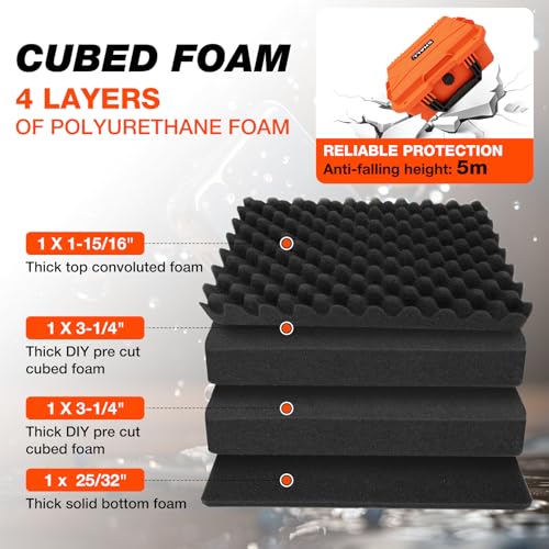 SHALL Hard Case, Cyberdeck Case, IP67 Waterproof Protective Camera Case with Customizable Foam, Protection for Camera, Drones, Lens, Equipment, 14"x11"x6", Orange - color: Orange