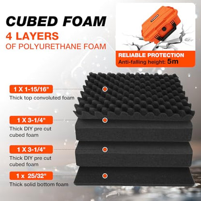 SHALL Hard Case, Cyberdeck Case, IP67 Waterproof Protective Camera Case with Customizable Foam, Protection for Camera, Drones, Lens, Equipment, 14"x11"x6", Orange - color: Orange