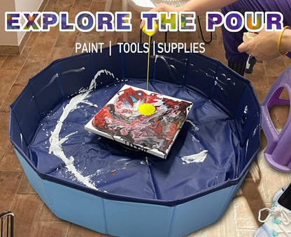 GEOCCI Acrylic Paint Pouring Splash Guard，Fluid Art tools for DIY Paint Pouring Arts and Crafts Projects