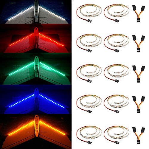 LED Light Strips for RC Cars Trucks Airplanes Drones Blue Green Red White Yellow Bundle