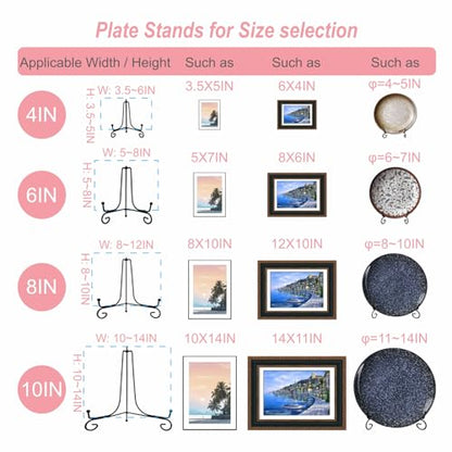 HENABLE 4PCS Premium Black Iron Plate Stands for Display Large 10 Inch - size: 4PCS 10IN