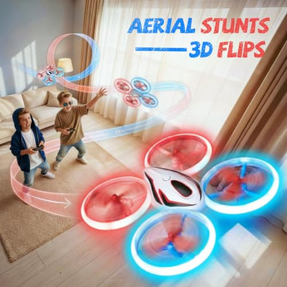 Veeniix RC Drone for Kids Anti-Collision Quadcopter LED Light Red - color: Red