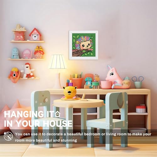 WEMEON Hedgehog Diamond Art Kits for Kids with Frame 7x7 inch - color: Hedgehog