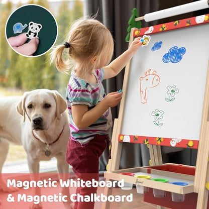 Joyooss Art Easel for Kids Easel for Toddler with Paper roll Red - color: Red Easel