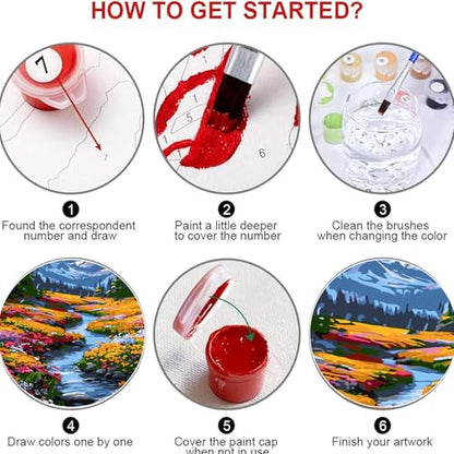 KICHANG Landscape Paint by Numbers Kit for Adults Beginner (Without Frame) - color: YH03813