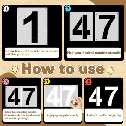 3Inch Number Stencils,10Pcs Plastic Reusable Washable Curb Stencil Kit - size: 3 INCH