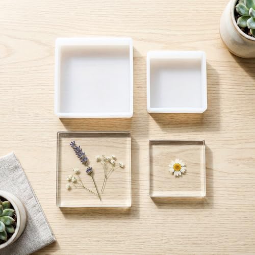 12pcs Epoxy Resins Molds Silicone Kit Square Rectangle Silicone Molds Resins Mold for Casting Silicones Mold Making Kit with 12 Sizes for DIY Handicrafts Crafts Specimens