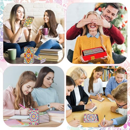 Fuyoooo 12 Pcs Mandala Diamond Art Notebook for Adults, 4.72 x 2.83 Inch - style: Mandala