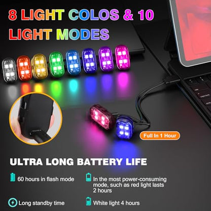 6PCS Wireless LED Strobe Lights, Upgraded 4LEDs RGB Lights for Cars Trucks - size: 6PCS (Upgraded 4LEDs)