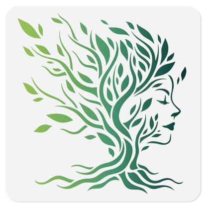 Tree of Life Stencil, Tree Woman Face Reusable Painting Template - style: Tree Woman Face