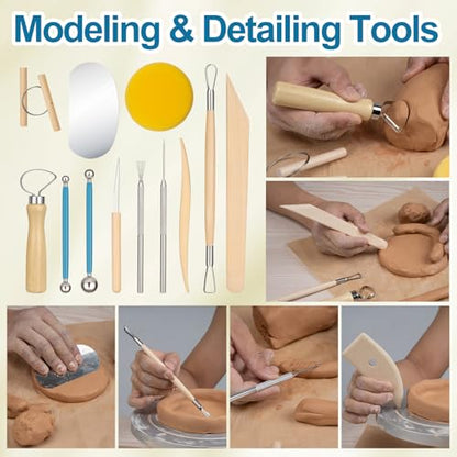 Amrules 12 Pcs Polymer Clay Sculpting Tools Kit for Adults, Light Yellow - color: Lightyellow-12Pcs