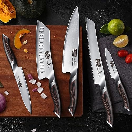 HOSHANHO Knife Set with Magnetic Knife Holder, 6PCS Kitchen Knife Sets - size: 8"