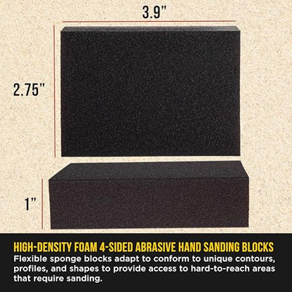 Dura-Gold 150 Grit 4-Sided Hand Sanding Block Sponges, 3.9" x 2.75" x 1" - style: 150 Grit