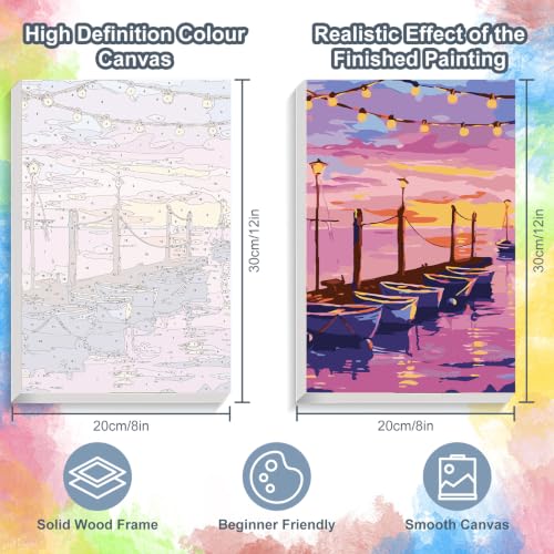 Kalonyth Boat Framed Paint by Numbers Kit for Adults Beginner 8x12 inch - color: Frame-OP-US02