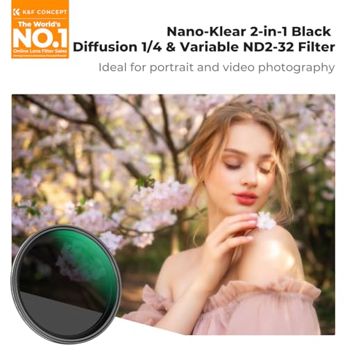 K&F CONCEPT 49mm Black Diffusion Mist 1/4 & Variable ND2-32 in-1 Filter - size: 49mm