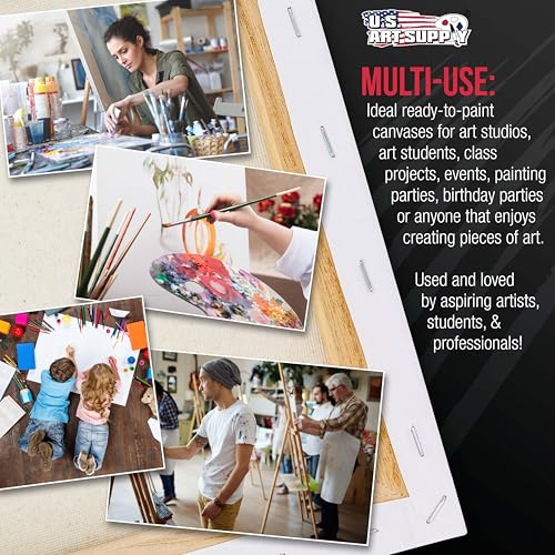 U.S. Art Supply 12"x60" Stretched Canvas for Painting, Gallery Depth 3-Pack - size: 12" x 60"
