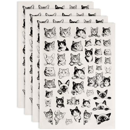 EVERJOYCRAFT 4pcs Underglaze Transfers for Pottery Cute Cat Ceramic Decals - color: Cute Cat Head