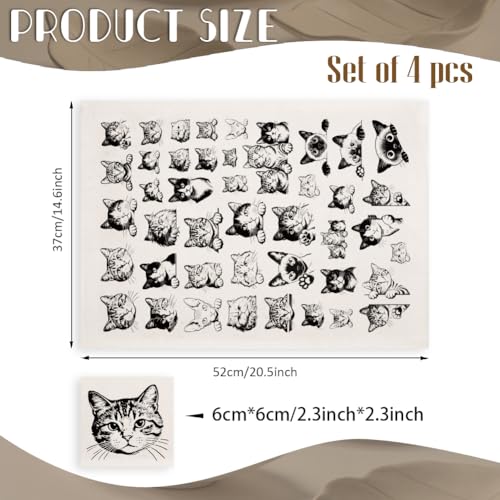 EVERJOYCRAFT 4pcs Underglaze Transfers for Pottery Cute Cat Ceramic Decals - color: Cute Cat Head