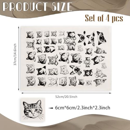 EVERJOYCRAFT 4pcs Underglaze Transfers for Pottery Cute Cat Ceramic Decals - color: Cute Cat Head