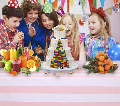 Kesfey Pink Striped Tablecloth Picnic Vertical Stripe Table Cover 3 Packs - color: Pink Vertical Striped