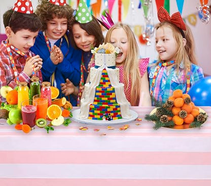 Kesfey Pink Striped Tablecloth Picnic Vertical Stripe Table Cover 3 Packs - color: Pink Vertical Striped