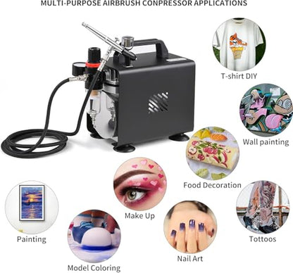 MEEDEN Airbrush Kit with Compressor: 24 Colors x 30ml Acrylic Spray Paint - color: Set - Black