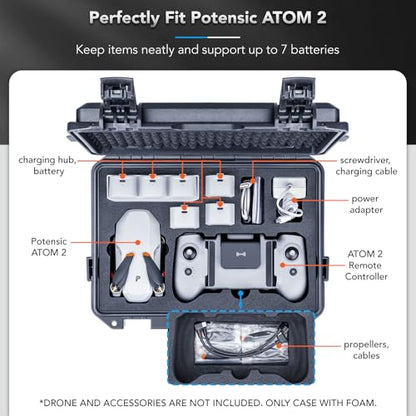 Lykus Titan AM100 Waterproof Hard Case for Potensic Atom 2/3-Axis/SE/LT - color: Black