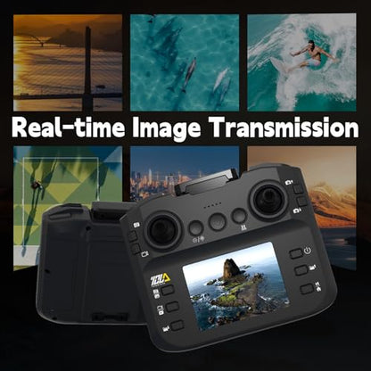 Toladrone TD12LCD Drone with LCD Screen Remote Control Brushless Motor WiFi Real-time Transmission Drones for Adults Drone with Camera Foldable Quadcopter for Beginners