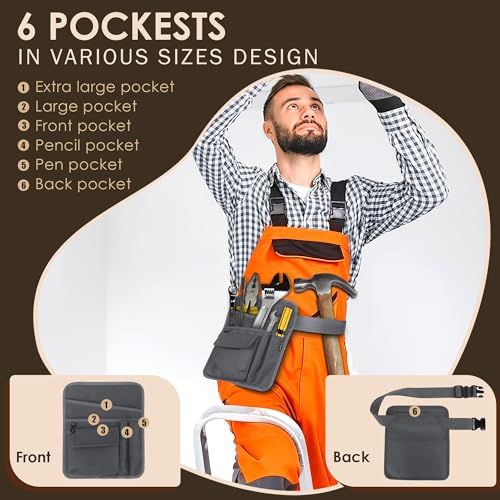 Likesing Server Apron, Serving Apron with Pockets for Waitress, Waiter Waist Tool Pouch Bag with 59'' Adjustable Belt - color: Grey-standard