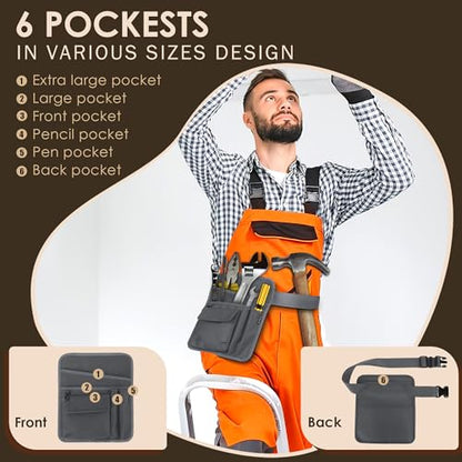 Likesing Server Apron, Serving Apron with Pockets for Waitress, Waiter Waist Tool Pouch Bag with 59'' Adjustable Belt - color: Grey-standard