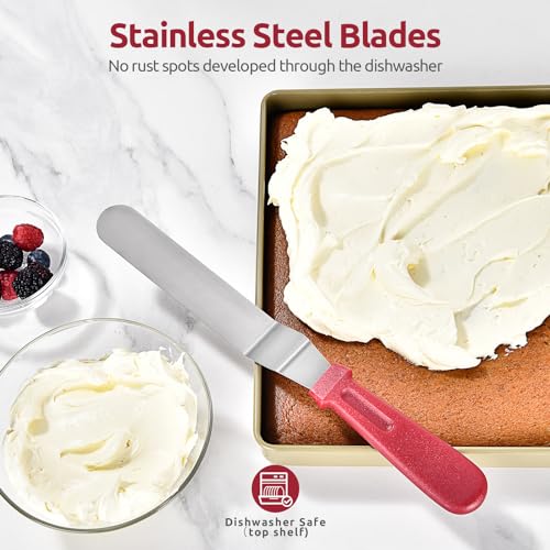 U-Taste Offset Icing Spatula Set, Cake Frosting Spreader, 6/8/10in, Red - color: Red (6", 8", 10")