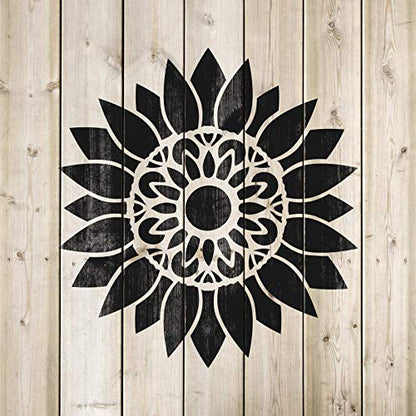 Stencil Revolution Sunflower Mandala Stencil - Nature Stencil, Large Stencils, Wood Stencils - size: 12"x12"