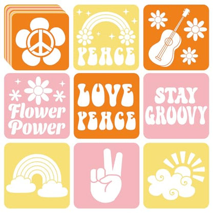 36pcs Groovy Hippie Drawing Stencil for Kids 8 Inch Sidewalk Chalk Stencils - style: Groovy