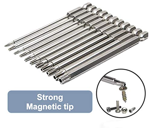 aiyun 11 Pack Star Security Screwdriver Bit Set Shark Vacuum (100mm Length) - size: 100mm Length (T6-T40)