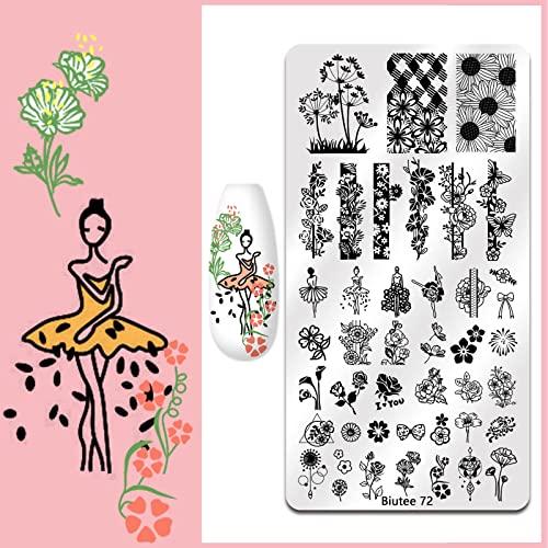 Biutee Nail Stamping Plate Set 12Pcs Nail Stamping Kit with Nail Stamper - color: 15 PCS