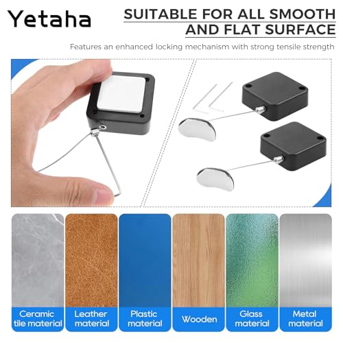 Yetaha 2 Pack 6.5FT Adjustable Retractable Remote Control Lock Tether for TV