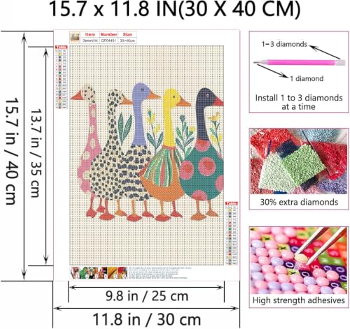 ZeeLionArt 5D DIY Diamond Art Kit, Duck Animal, 12 x 16 Inch - color: DP04491
