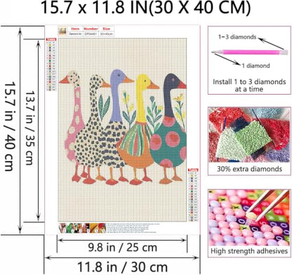 ZeeLionArt 5D DIY Diamond Art Kit, Duck Animal, 12 x 16 Inch - color: DP04491