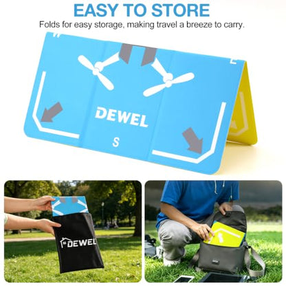 DEWEL 20 Inch Drone Landing Pad, Weighted Fast Fold Waterproof PU Drone Pad - color: 51CM(Yellow/Blue)