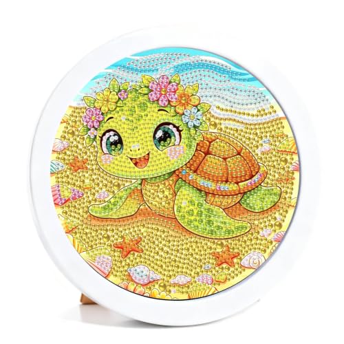 bleihum Turtle Diamond Art Kits for Kids with Round Frame 8X8 inch - color: CC1164-US