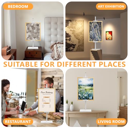 Tabletop Picture Frame Stand, Adjustable Table Easel Stand Up to 25.6", Metal Table Top Easel & Picture Stands for Display, Photo Frames, Artwork, Canvas & Certificates - Black Frame Holder Stand for Tabletop Display (White)