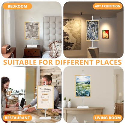 Tabletop Picture Frame Stand, Adjustable Table Easel Stand Up to 25.6", Metal Table Top Easel & Picture Stands for Display, Photo Frames, Artwork, Canvas & Certificates - Black Frame Holder Stand for Tabletop Display (White)