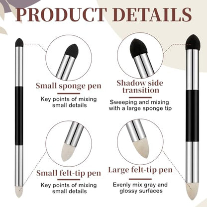 Oil Pastel Blending Tools, Dual Tip Drawing Art Oil Pastels Blender (4, Black) - color: 4 PCS