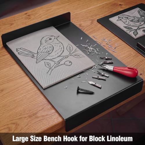 ElaraBerry 14.5 x 12.5'' XL Metal Bench Hook Inking Plate Printmaking Tool