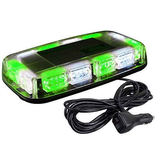 ASPL 48LED Roof Top Strobe Lights, High Visibility Emergency Safety Warning LED Mini Strobe Light bar with Magnetic Base for 12-24V Snow Plow, Trucks, Construction Vehicles (Green/White) - color: Green/White