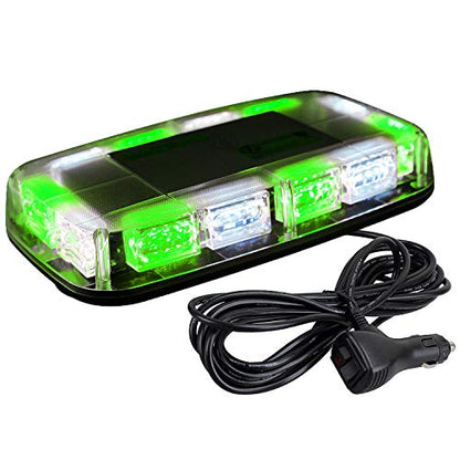 ASPL 48LED Roof Top Strobe Lights, High Visibility Emergency Safety Warning LED Mini Strobe Light bar with Magnetic Base for 12-24V Snow Plow, Trucks, Construction Vehicles (Green/White) - color: Green/White