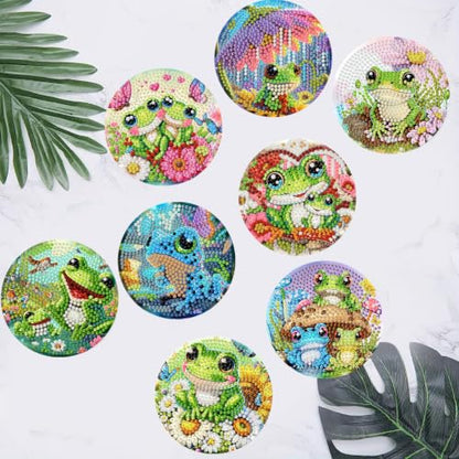 HHMATITS 8 Pcs Frog Diamond Art Coasters Kit for Adults 4X4 Inch - color: Frog